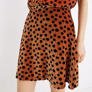 Madewell Orange Rust Leopard Dot Velvet Circle Mini Skirt